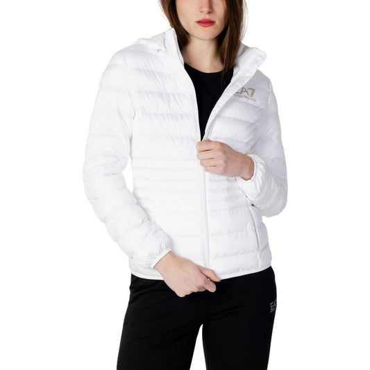 EA7 Emporio Armani White Polyester Jackets & Coat EA7 Emporio Armani Black