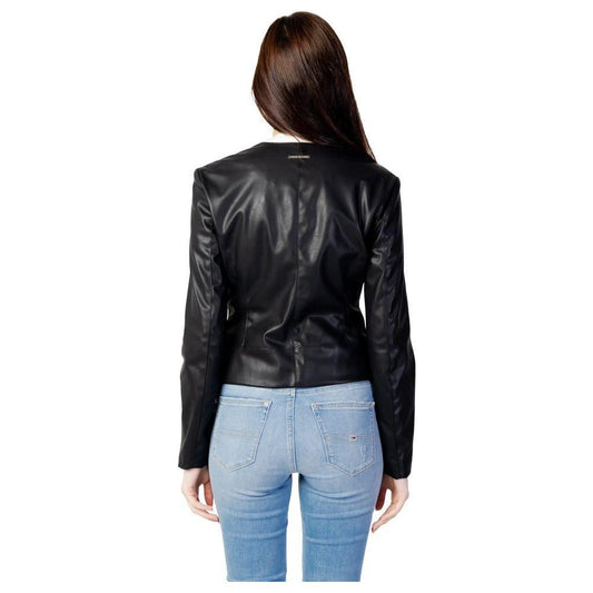 Armani Exchange Black Polyester Jackets & Coat Armani Exchange Black