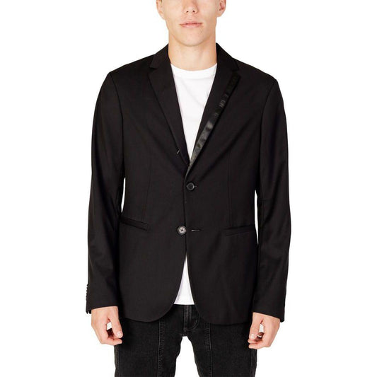 Armani Exchange Black Polyester Blazer Armani Exchange Black
