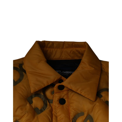 Dolce & Gabbana Yellow Logo Padded Buttoned Blouson Jacket