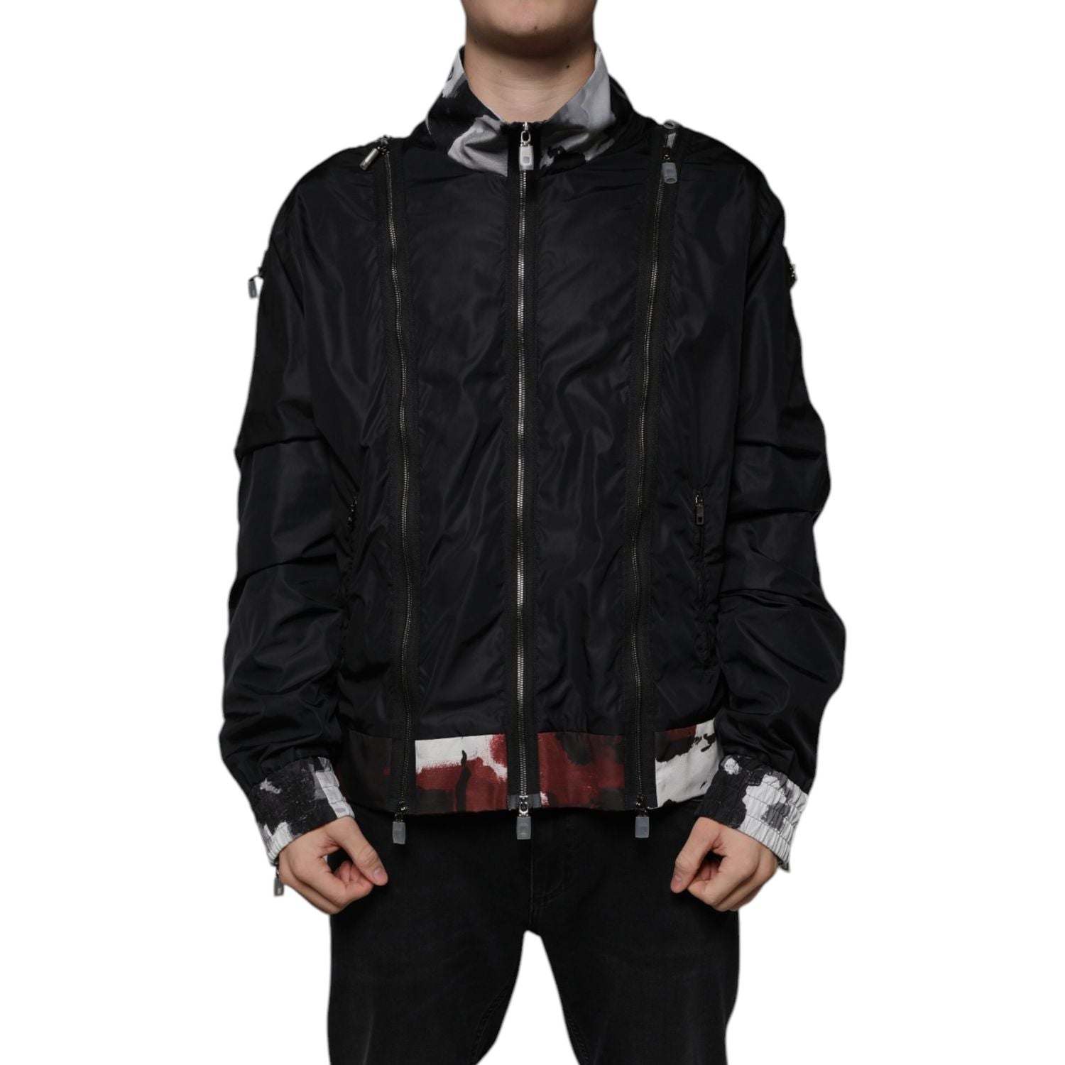 Dolce & Gabbana Black Nylon Full Zip Men Bomber Jacket