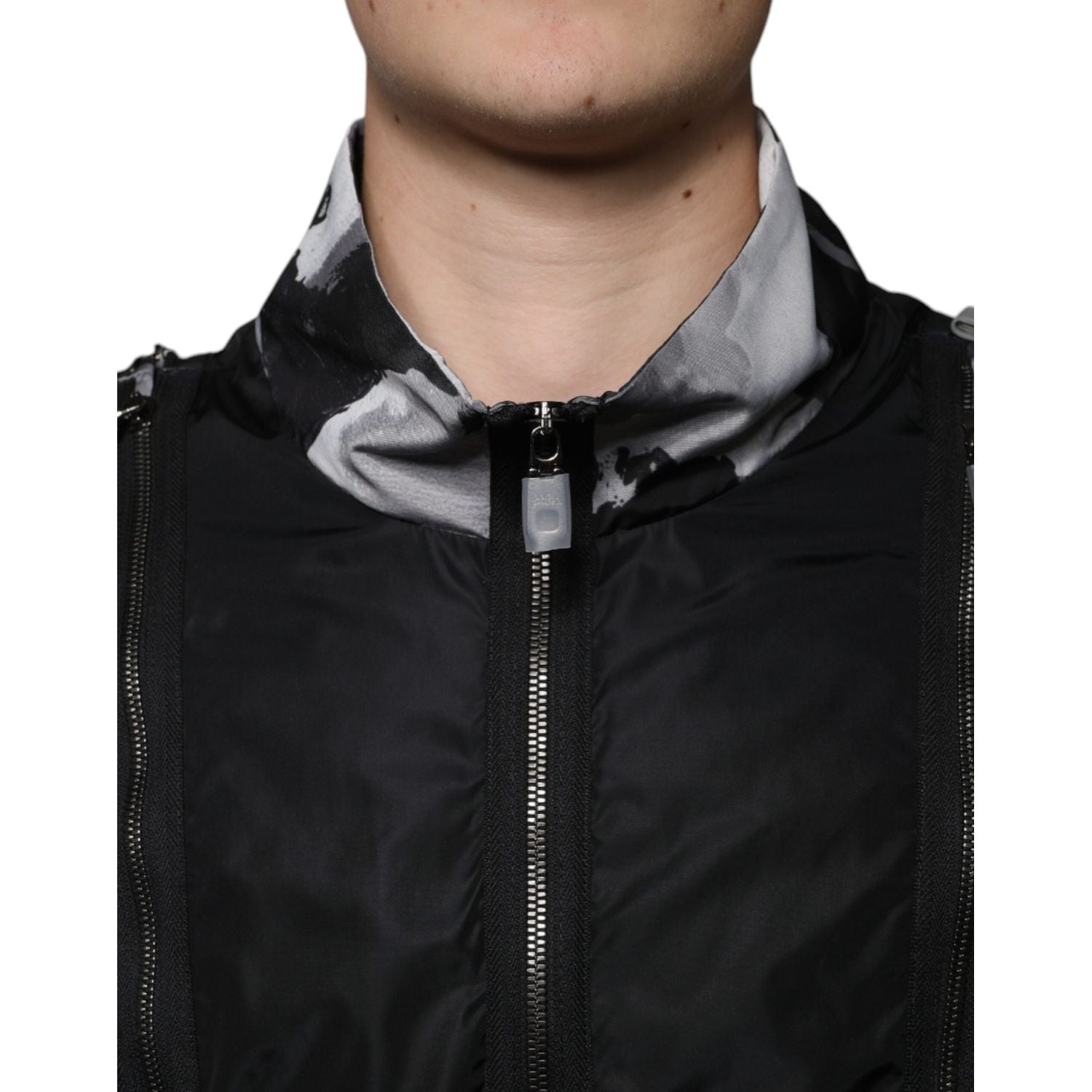 Dolce & Gabbana Black Nylon Full Zip Men Bomber Jacket