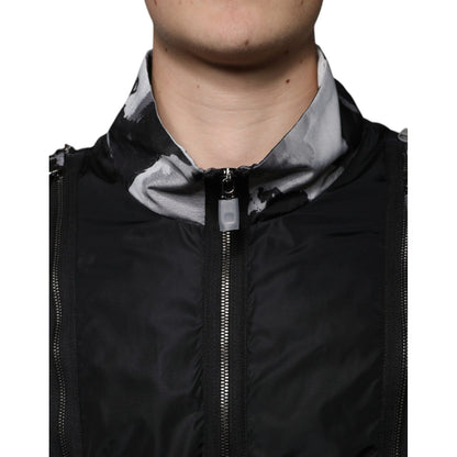 Dolce & Gabbana Black Nylon Full Zip Men Bomber Jacket