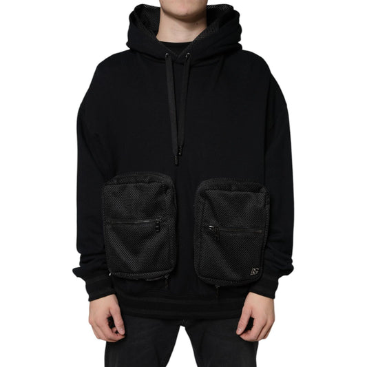 Dolce & Gabbana Black Hooded Pullover Men Sweatshirt Sweater Dolce & Gabbana Black