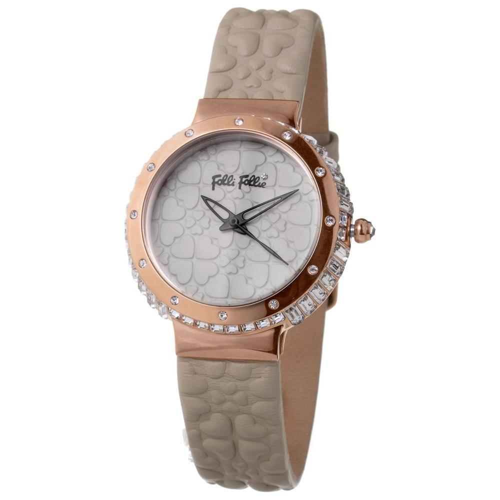 Folli Follie Gray Leather Dress Watch