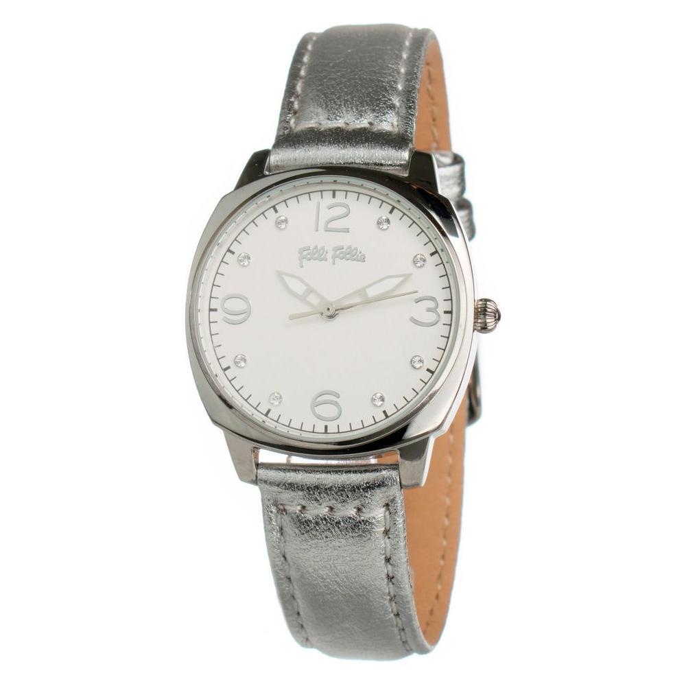 Folli Follie Gray Leather Dress Watch