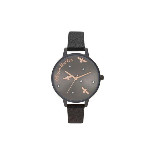Olivia Burton Black Leather Watch Olivia Burton Dim Gray