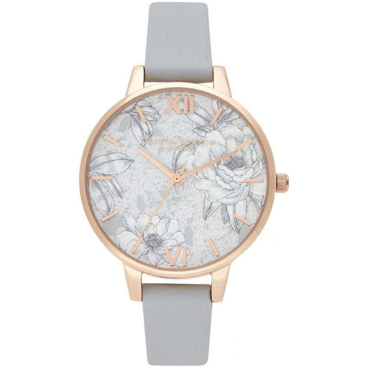 Olivia Burton Gray Artificial Leather Dress Watch