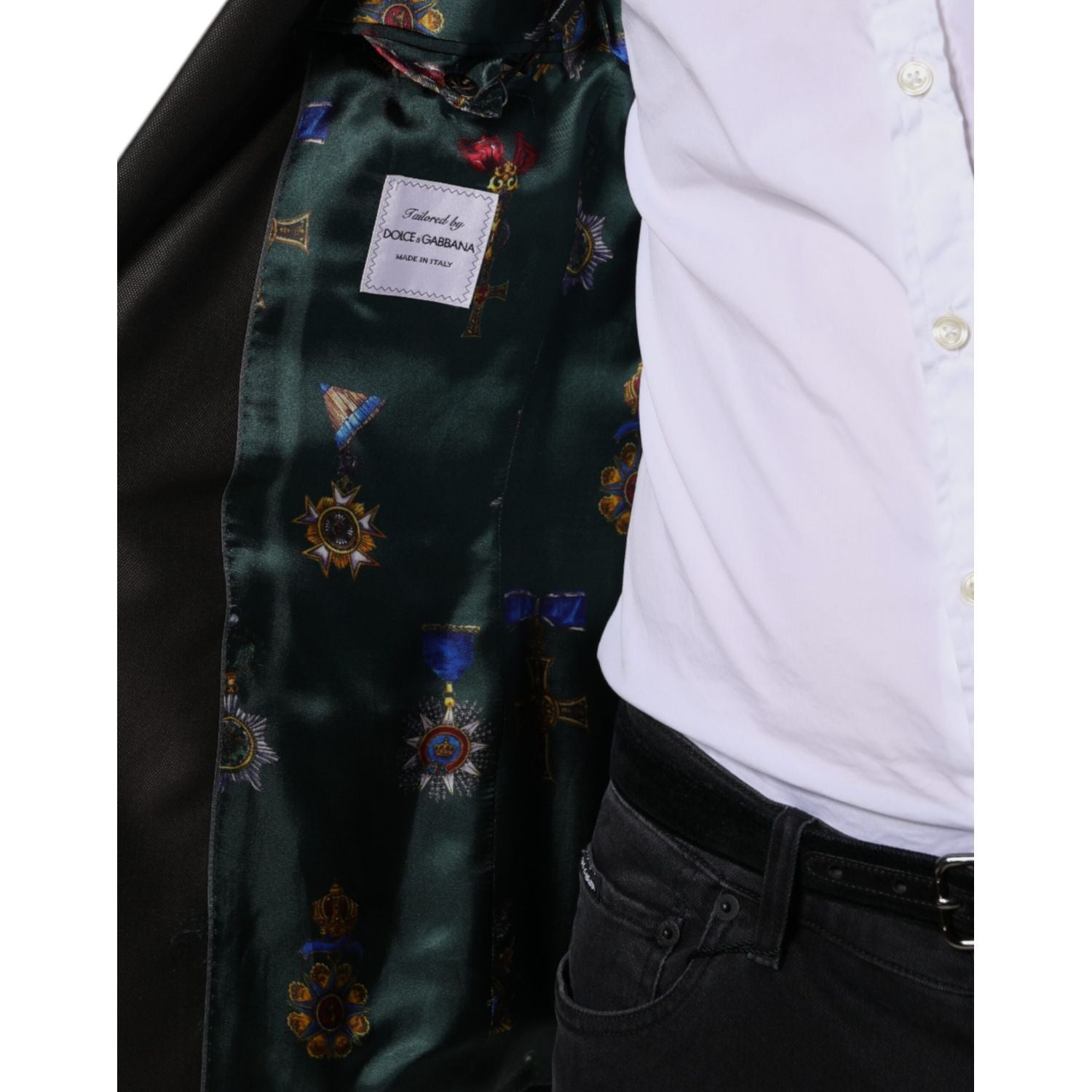 Dolce & Gabbana Blazer Brown Green Bee Wool Jacket Coat