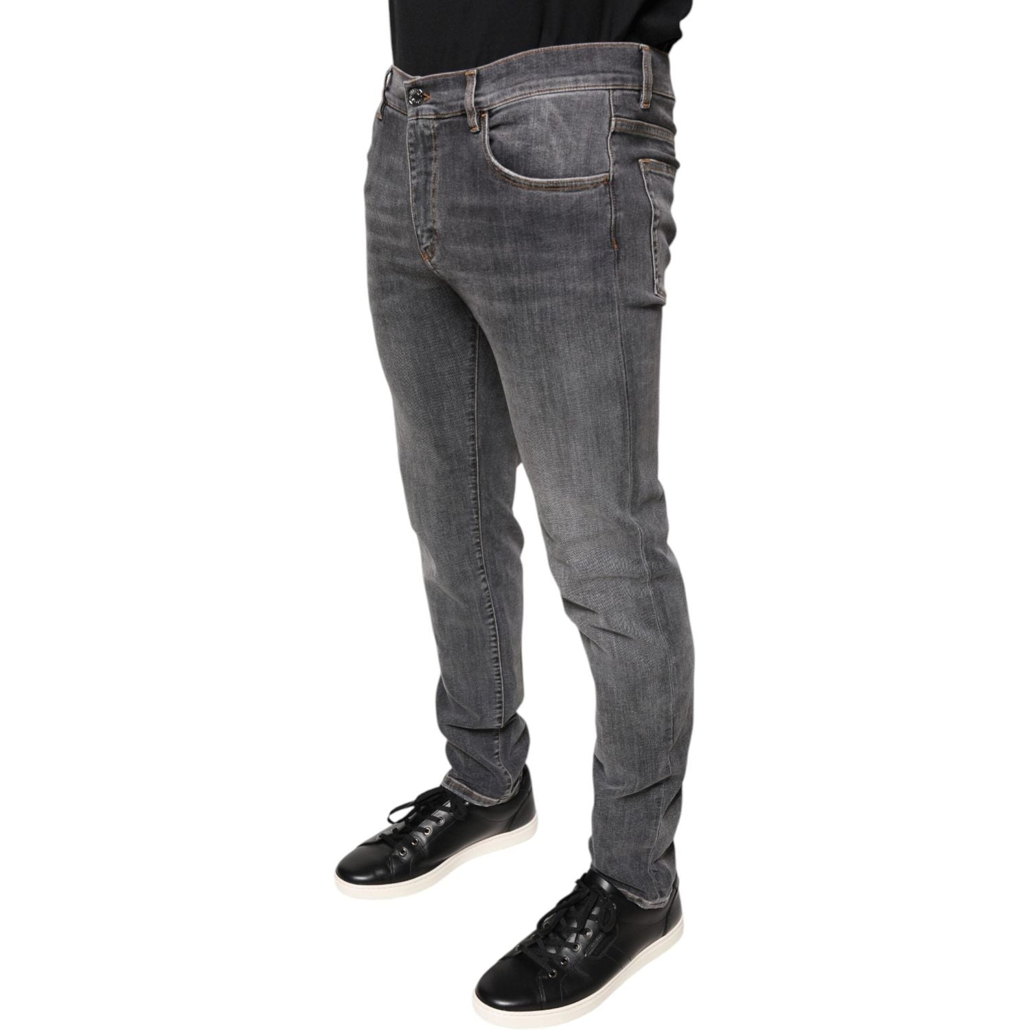 Dolce & Gabbana Dark Gray Cotton Stretch Skinny Denim Jeans