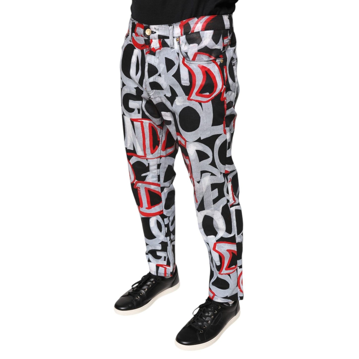 Dolce & Gabbana Multicolor Cotton Monogram Skinny Denim Jeans