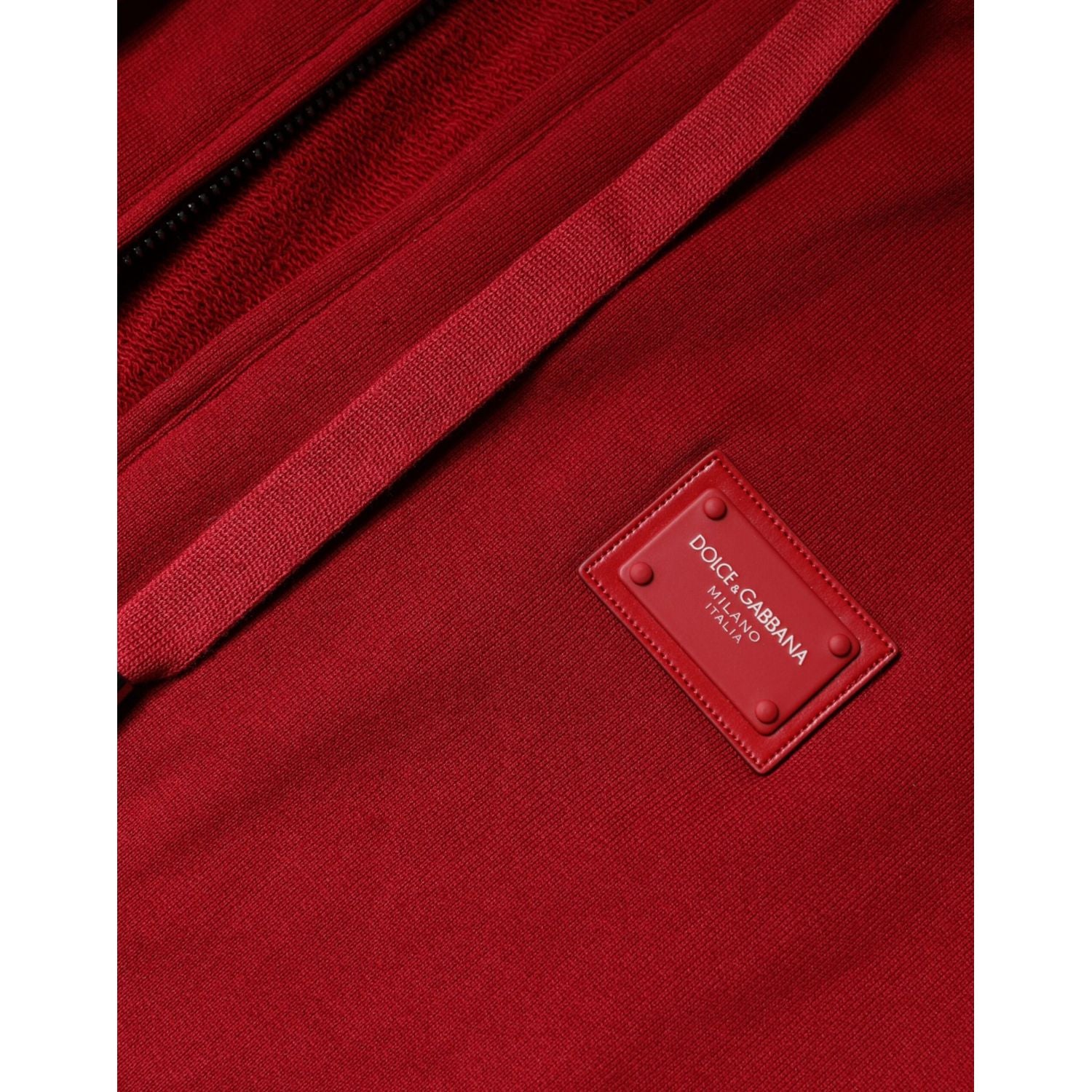 Dolce & Gabbana Red Logo Plaque Hooded Sweatshirt Sweater