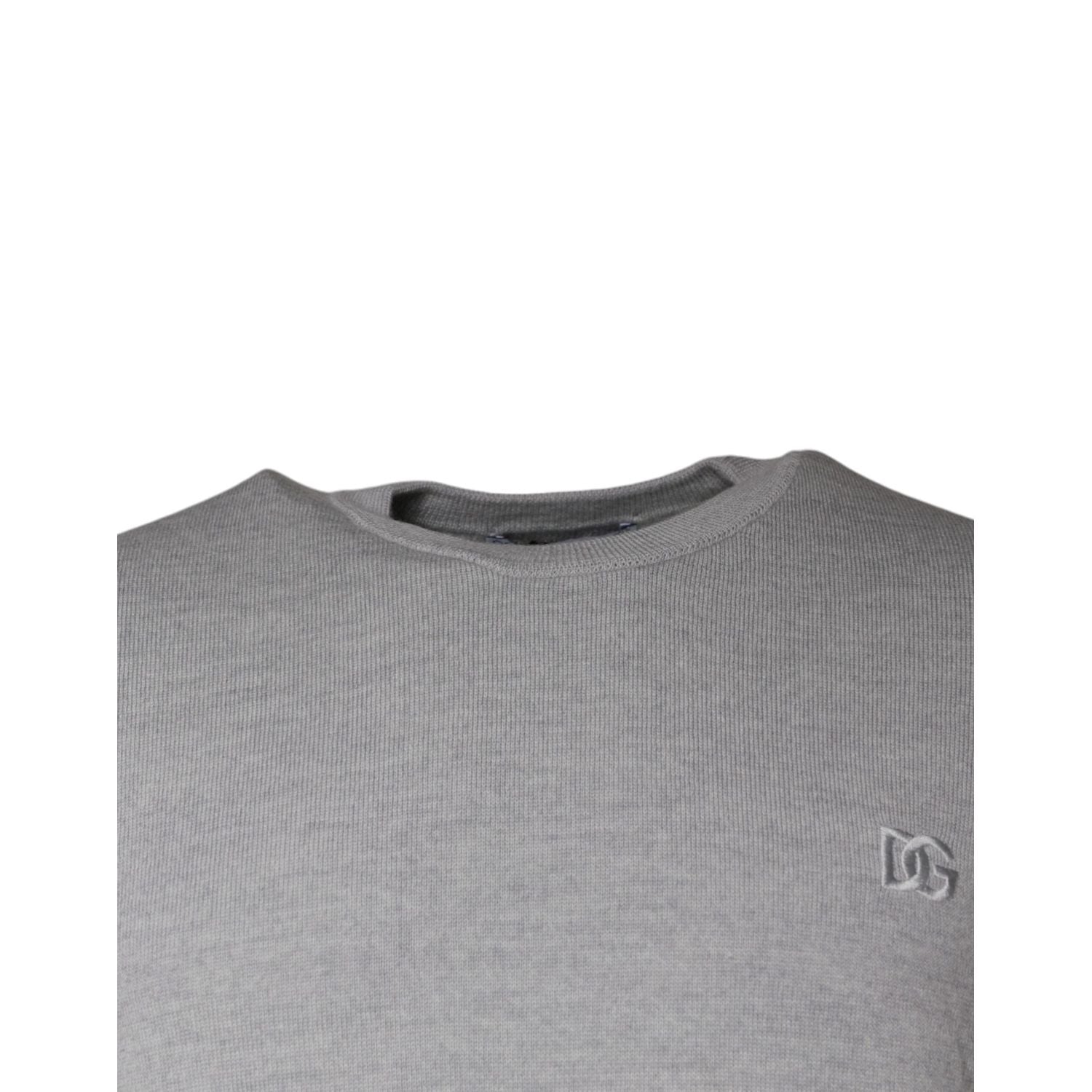 Dolce & Gabbana Light Gray Wool Crew Neck Pullover Sweater