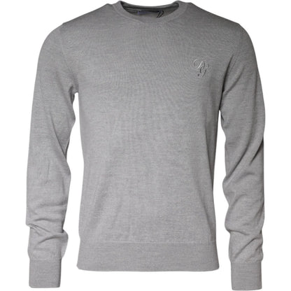 Dolce & Gabbana Light Gray Wool Crew Neck Pullover Sweater