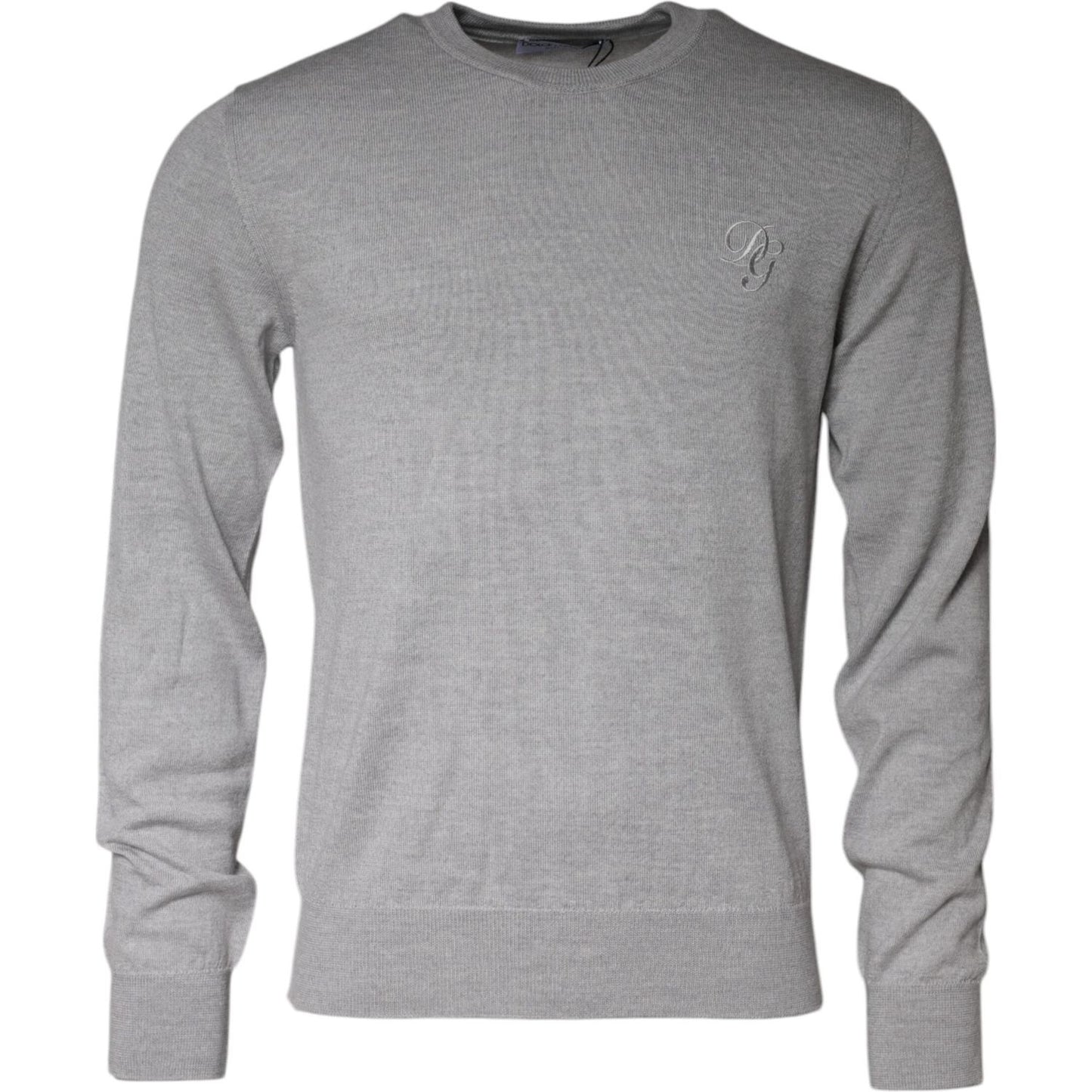 Dolce & Gabbana Light Gray Wool Crew Neck Pullover Sweater