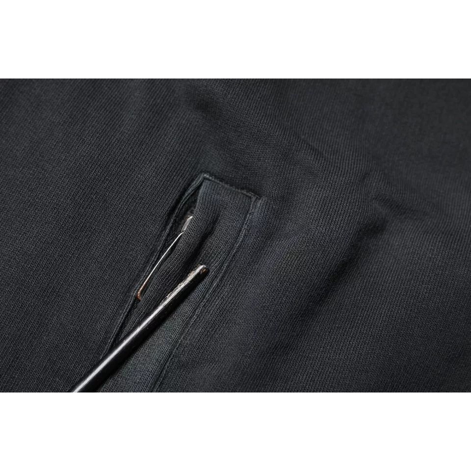 Dolce & Gabbana Black Logo Plaque Hooded Full Zip Sweater