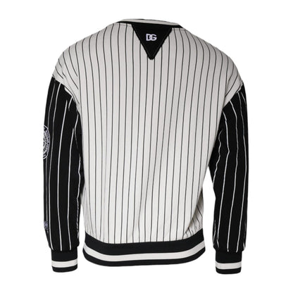 Dolce & Gabbana Black White Stripes Logo Sweatshirt Sweater