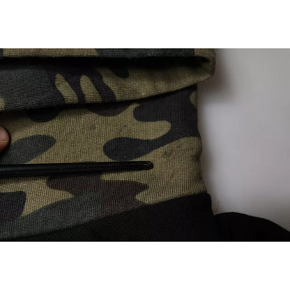 Dolce & Gabbana Black Camouflage Hooded Sweatshirt Sweater