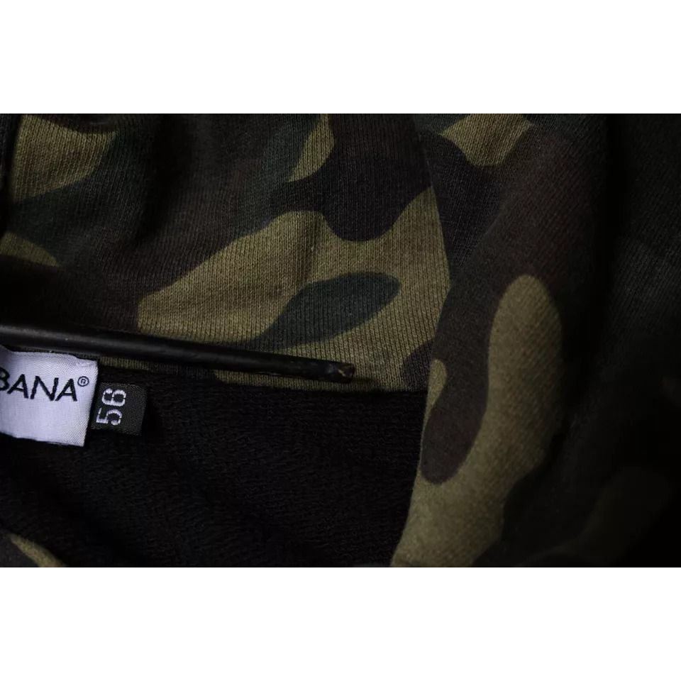 Dolce & Gabbana Black Camouflage Hooded Sweatshirt Sweater