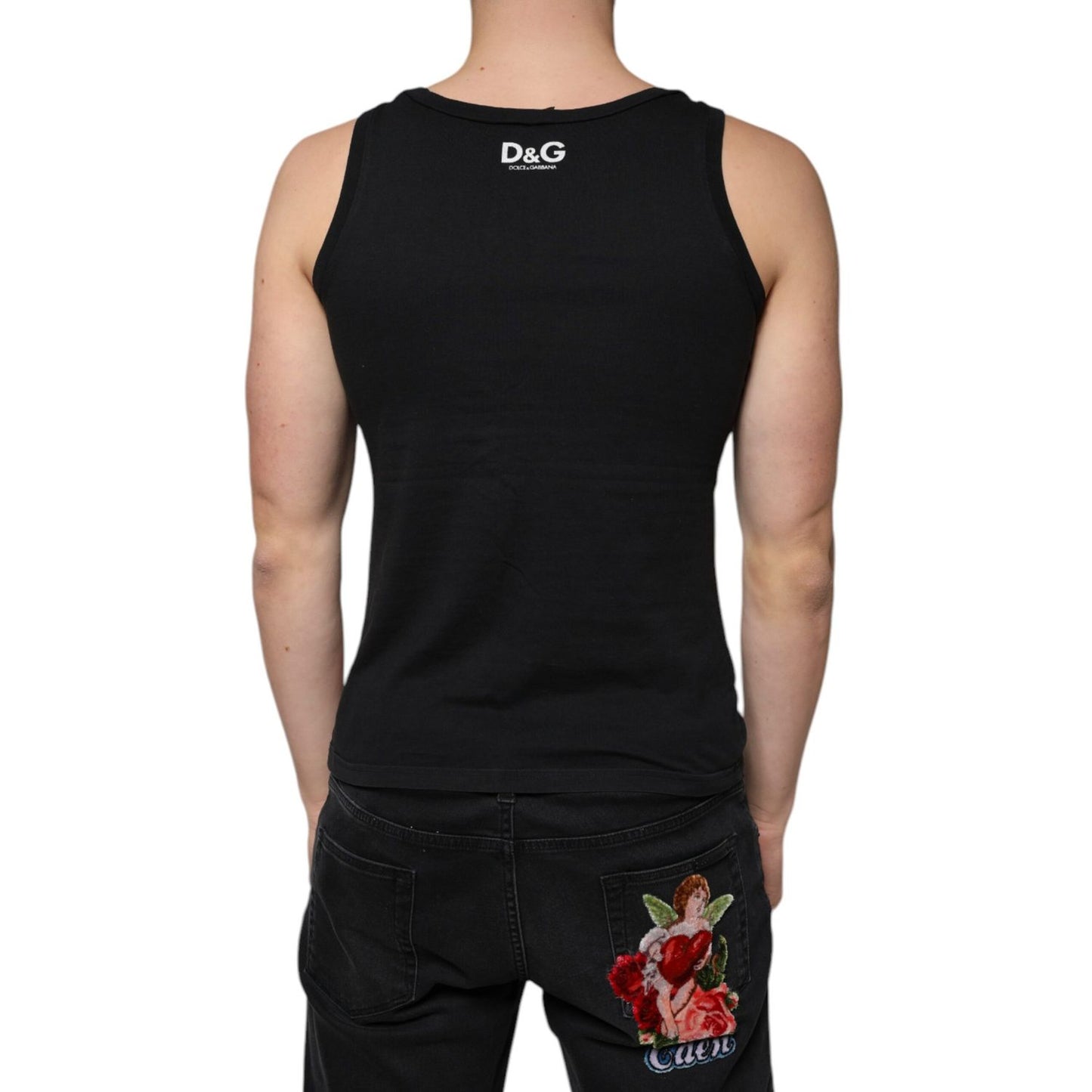Dolce & Gabbana Black Cotton Tank Sleeveless Men T-shirt