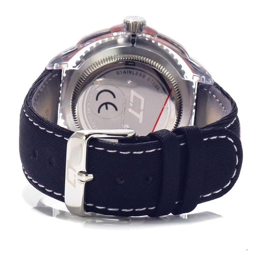 Chronotech Black Leather Watch Chronotech Dark Slate Gray