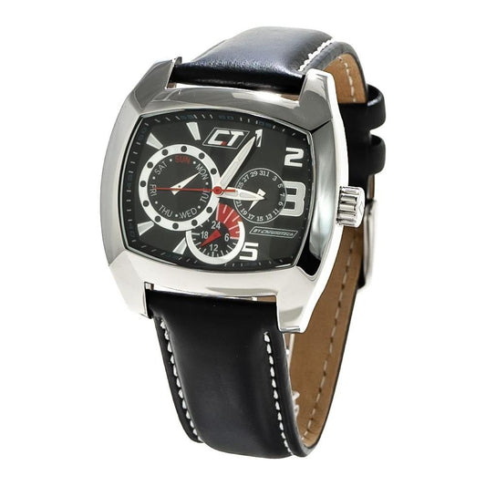 Chronotech Black Leather Watch Chronotech Dark Slate Gray
