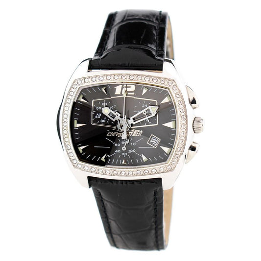 Chronotech Black Leather Watch Chronotech Light Gray