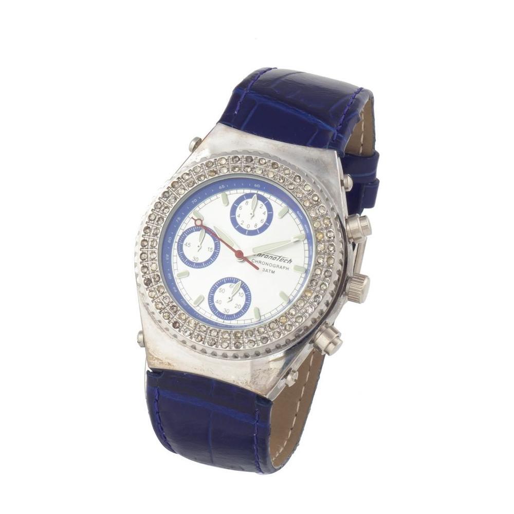 Chronotech Blue Leather Dress Watch