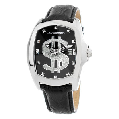 Chronotech Black Leather Watch