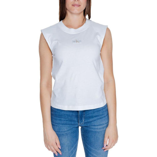 Calvin Klein Jeans White Cotton T-Shirt CA-14563900008-IT38|XS