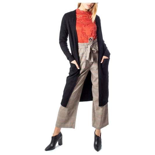 Vila Clothes Black Viscose Cardigan Vila Clothes Dark Slate Gray