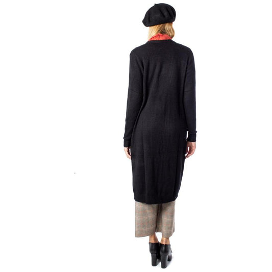 Vila Clothes Black Viscose Cardigan Vila Clothes Black