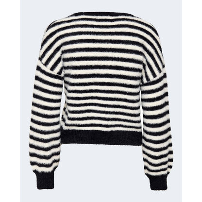 Only Black And White Marabou Sweatshirt with striped design, perfect for casual and informal occasions, made from soft nylon-acrylic blend.