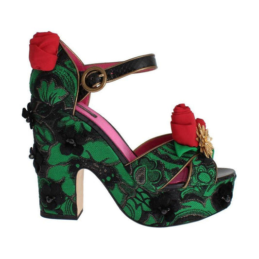 Dolce & Gabbana Enchanted Sicily Crystal Brocade Wedges Dolce & Gabbana Rosy Brown