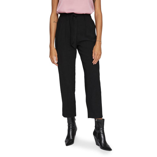 Vila Clothes Black Viscose Cropped Pants