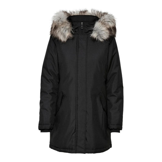 Only Black Polyester Jackets & Coat Only Black