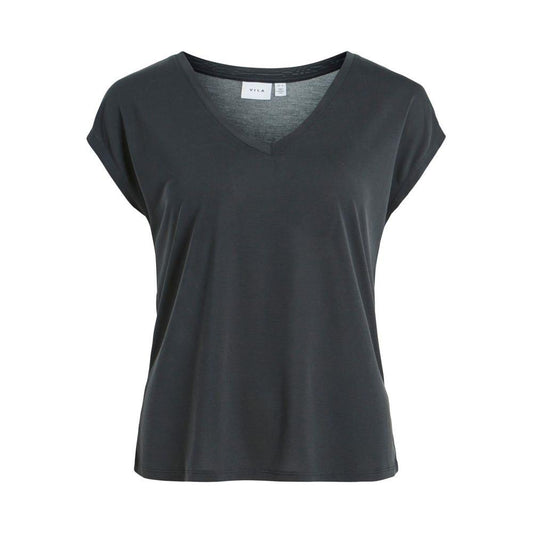 Vila Clothes Black Tencel Tops & T-Shirt Vila Clothes Dark Slate Gray