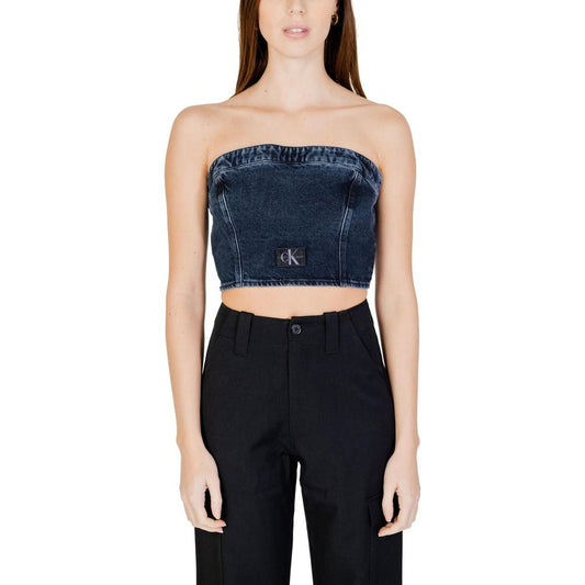 Calvin Klein Jeans Blue Cotton Tops & T-Shirt Calvin Klein Jeans Tan
