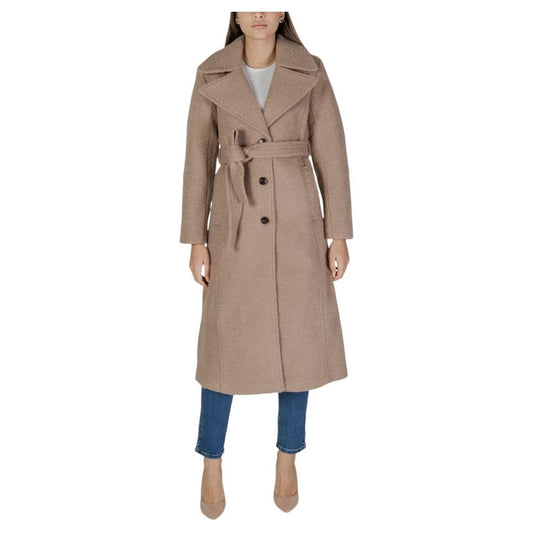 Vila Clothes Beige Polyester Jackets & Coat Vila Clothes Rosy Brown