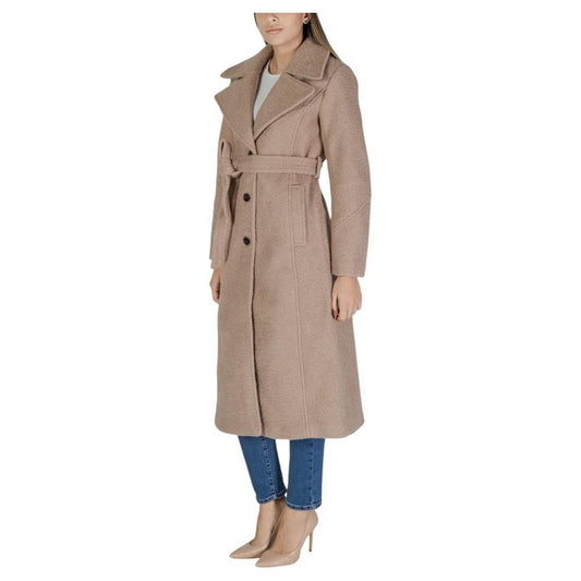 Vila Clothes Beige Polyester Jackets & Coat Vila Clothes Rosy Brown