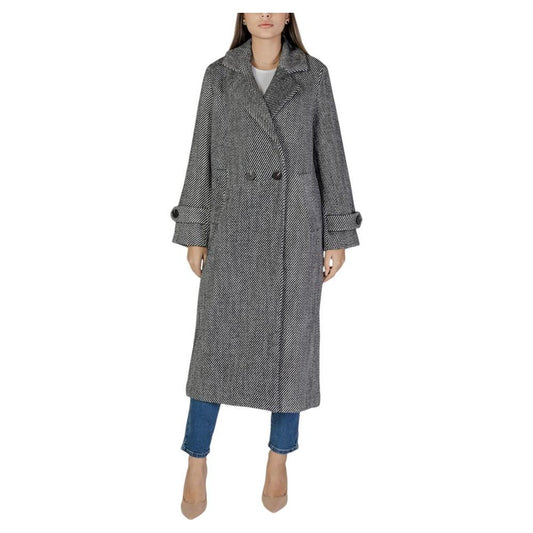 Vila Clothes Black Polyester Jackets & Coat Vila Clothes Dark Slate Gray