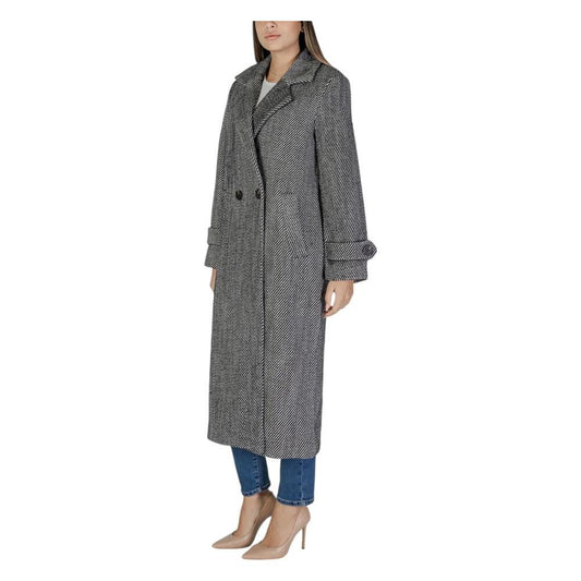 Vila Clothes Black Polyester Jackets & Coat Vila Clothes Dark Slate Gray