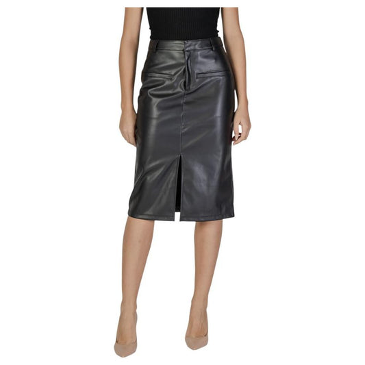 Vila Clothes Black Polyester Skirt Vila Clothes Dark Slate Gray