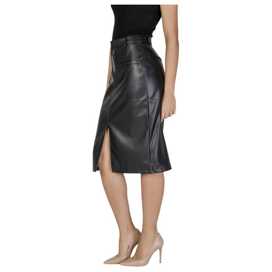 Vila Clothes Black Polyester Skirt Vila Clothes Rosy Brown