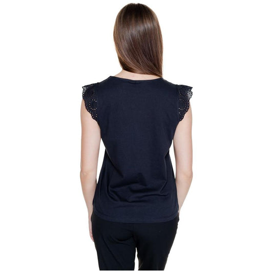 Vero Moda Black Recycled Cotton Tops & T-Shirt Vero Moda Gray