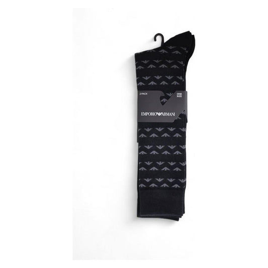 Emporio Armani Underwear Black Cotton Sock Emporio Armani Underwear Dark Slate Gray