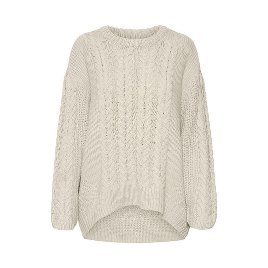 Vero Moda Beige Cotton Sweater Vero Moda Light Gray
