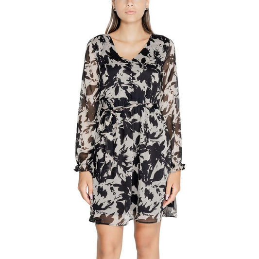 Jacqueline De Yong Black Recycled Polyester Dress Jacqueline De Yong Gray
