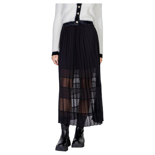 Morgan De Toi Black Polyester Skirt Morgan De Toi Light Gray