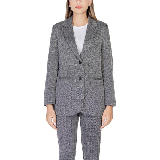 ICHI Black Polyester Suits & Blazer ICHI Slate Gray